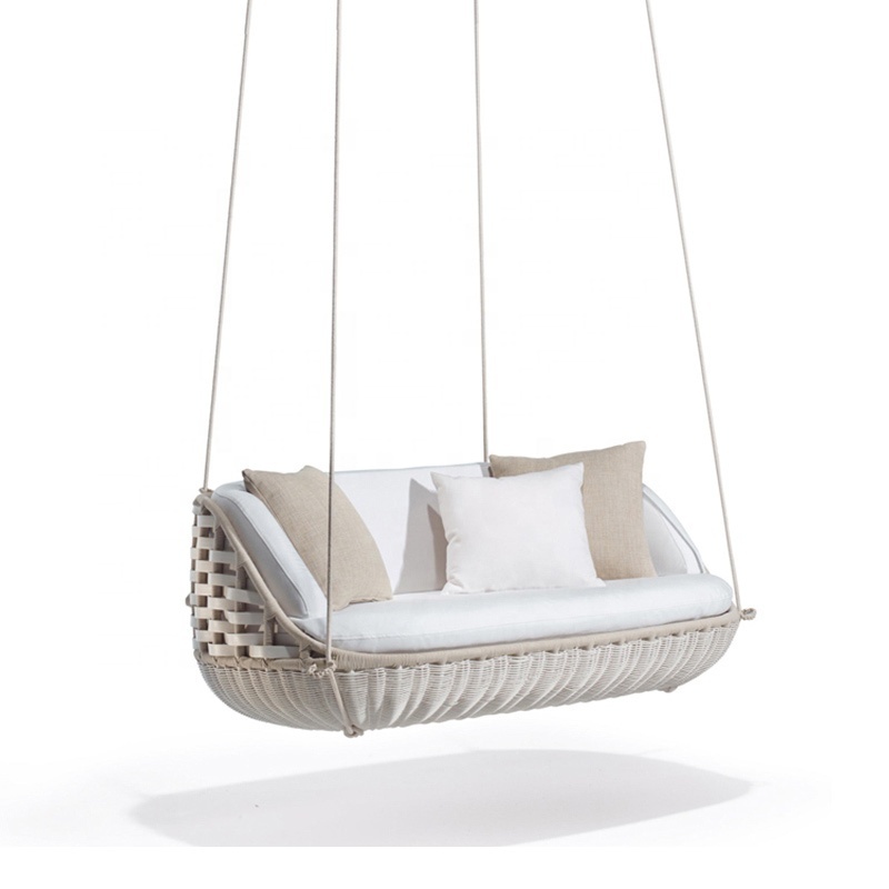 Double Seater Rattan Egg Hanging Garden Swing Outdoor Wicker Hanging Chair for Courtyard for Outdoor Furniture