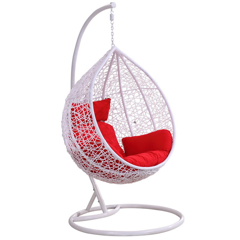 Hotel Terrace Waterproof Hand-Woven Rattan Furniture Outdoor Hanging Round Egg Garden Aluminum Frame Rope Courtyard Swing