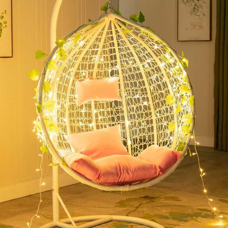 Hotel Terrace Waterproof Hand-Woven Rattan Furniture Outdoor Hanging Round Egg Garden Aluminum Frame Rope Courtyard Swing