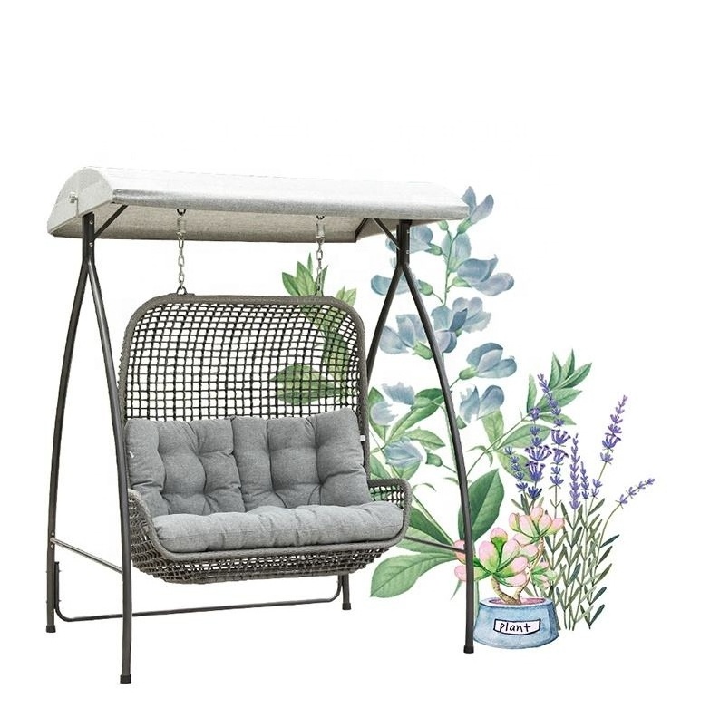 Swing With Canopy Metal Frame Outdoor All Weather Patio Garden Furniture Set Outdoor Swing For Adult Children Swing Chair