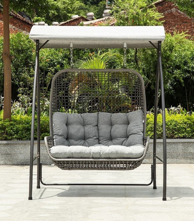 Swing With Canopy Metal Frame Outdoor All Weather Patio Garden Furniture Set Outdoor Swing For Adult Children Swing Chair