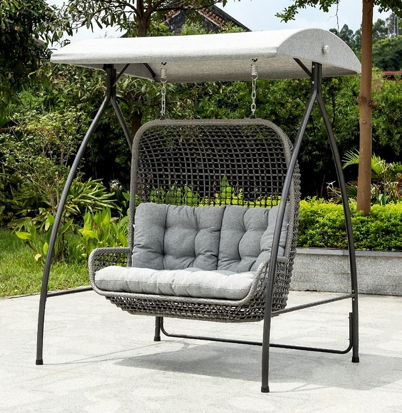 Swing With Canopy Metal Frame Outdoor All Weather Patio Garden Furniture Set Outdoor Swing For Adult Children Swing Chair