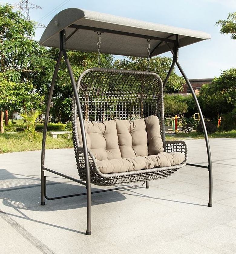 Swing With Canopy Metal Frame Outdoor All Weather Patio Garden Furniture Set Outdoor Swing For Adult Children Swing Chair