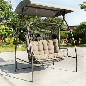 Swing With Canopy Metal Frame Outdoor All Weather Patio Garden Furniture Set Outdoor Swing For Adult Children Swing Chair