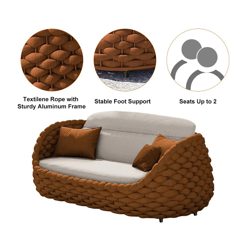 Modern Luxury Wicker Rope Garden Set Outdoor Rattan Sofa for Patio Hotel or Garden Use with Outdoor Leisure Design