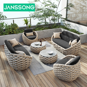 Outdoor 5 Seater Garden Sofa Set Rope Weave Aluminum Lounge Patio Couch Sofa Patio Furniture Outdoor Sofa With Coffee Table