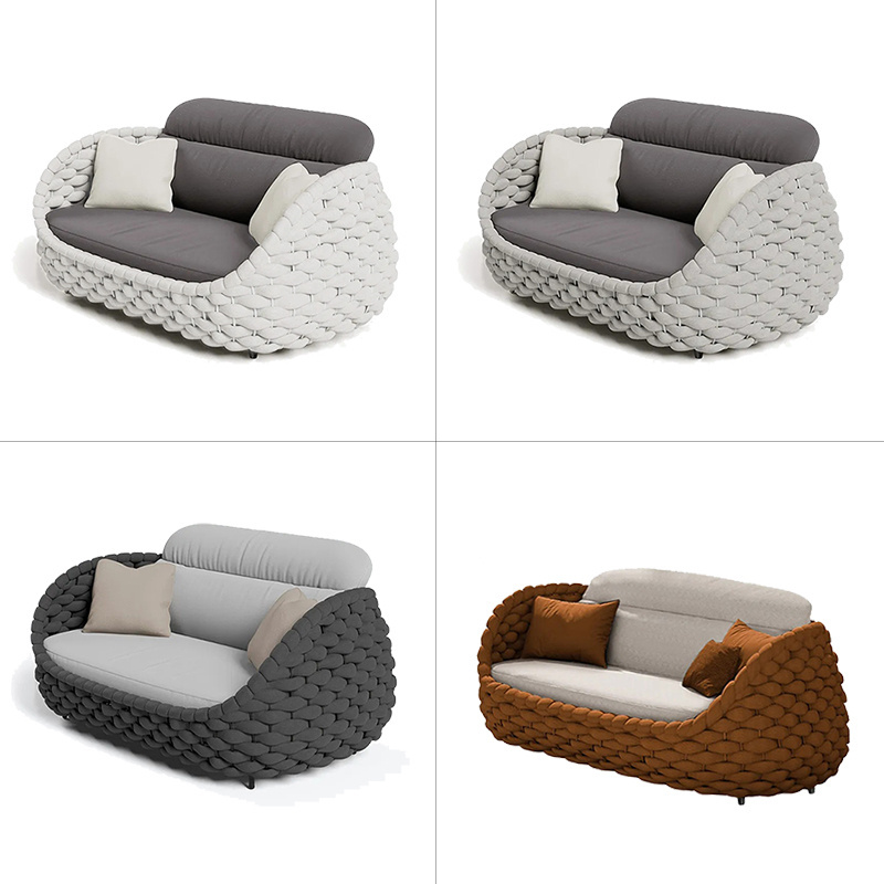 Outdoor 5 Seater Garden Sofa Set Rope Weave Aluminum Lounge Patio Couch Sofa Patio Furniture Outdoor Sofa With Coffee Table