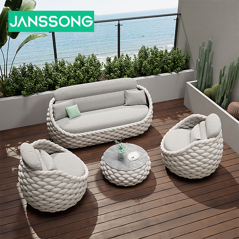 Handcrafted Rope Modern Waterproof Patio Set Garden Furniture High End Alumini Outdoor Fabric Durable Outdoor Furniture