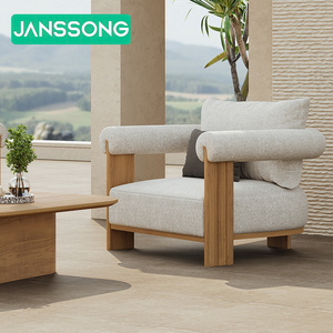 Modern Luxury Teak Garden Sofa Set Furniture Weather Resistant Chic Patio Outdoor Furniture With Waterproof Sponge Seat Cushion