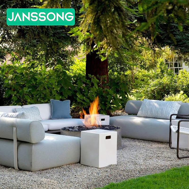 Patio Cheap London Rattan Furniture Outdoor Sofa Set Lift Fire Pit Table with Aluminum Terrace Garden Outdoor Metal Durable