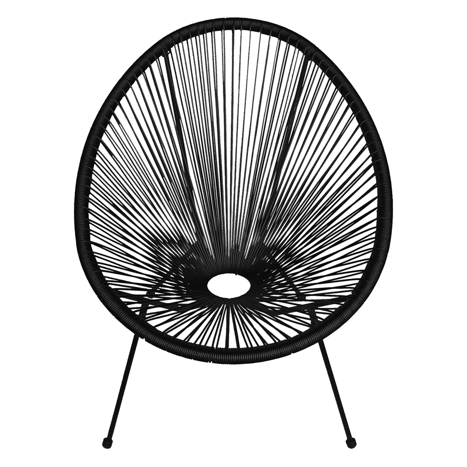 Indoor Outdoor Oval Weave Lounge Patio Chair Wicker Sun Chair Bistro Set Rattan Acapulco Chair Metal Steel Luxury  Furniture