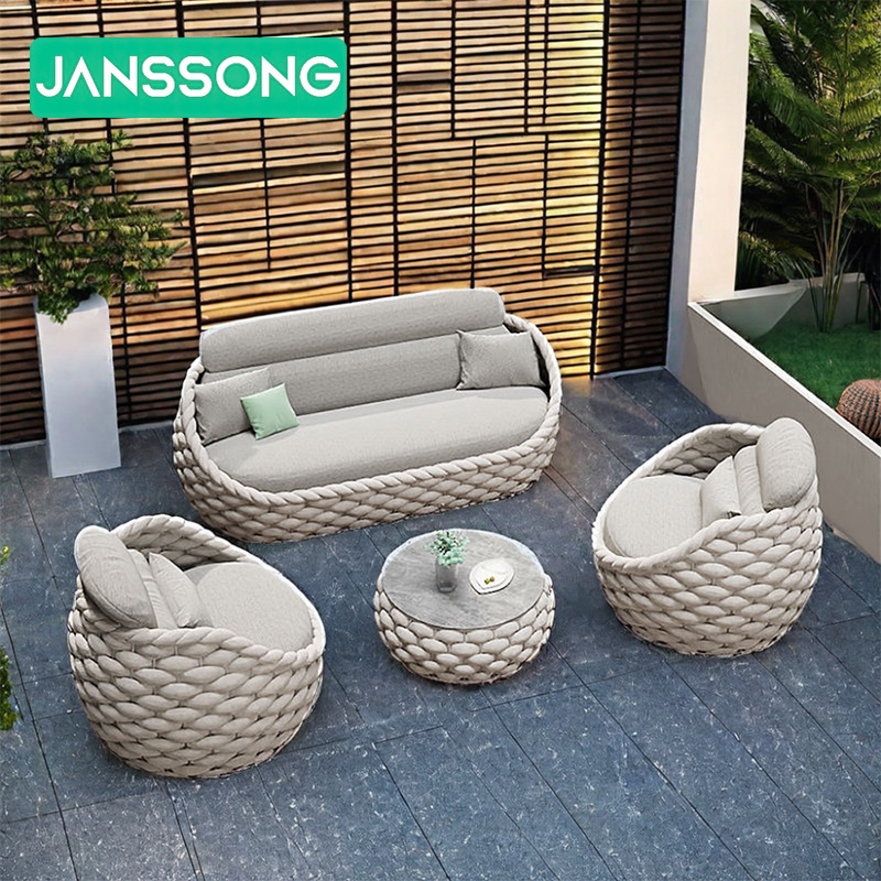 Handcrafted Rope Modern Waterproof Patio Set Garden Furniture High End Alumini Outdoor Fabric Durable Outdoor Furniture