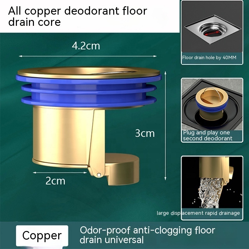 Toilet floor drain insect proof odor proof and anti odor sealing cover all copper gravity core universal for drainage pipes