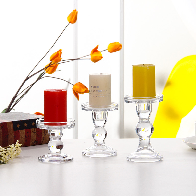 Glass Candlestick European Restaurant High Foot candle jar Empty Glass Colorful Frosted Amber Black candle holder