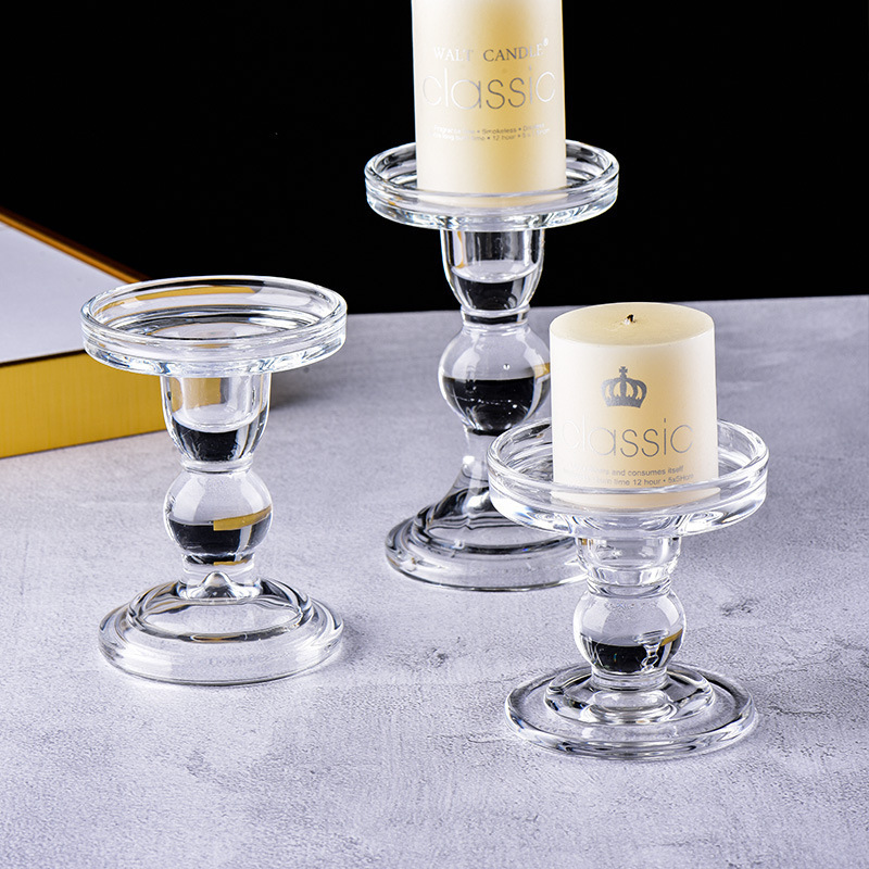 Glass Candlestick European Restaurant High Foot candle jar Empty Glass Colorful Frosted Amber Black candle holder