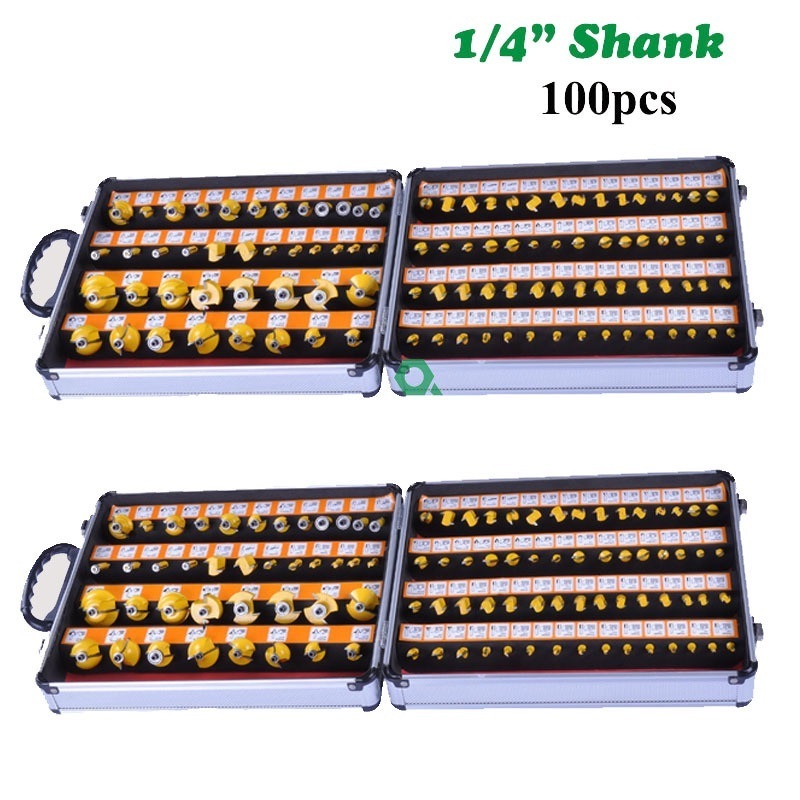 100 Pcs 1/4 Shank Royal Hot Sale Router Bit Sets Woodworking Carbide solid Wood Router Bits Set