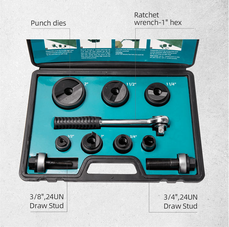 CC-60  hole punching machine Manual Knockout Punch Kit range 22.5 to 61.5 mm 1/2''to 2'' Knockout metal hole punch