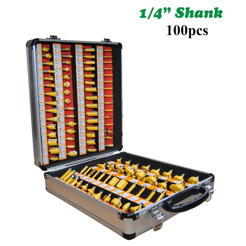 100 Pcs 1/4 Shank Royal Hot Sale Router Bit Sets Woodworking Carbide solid Wood Router Bits Set