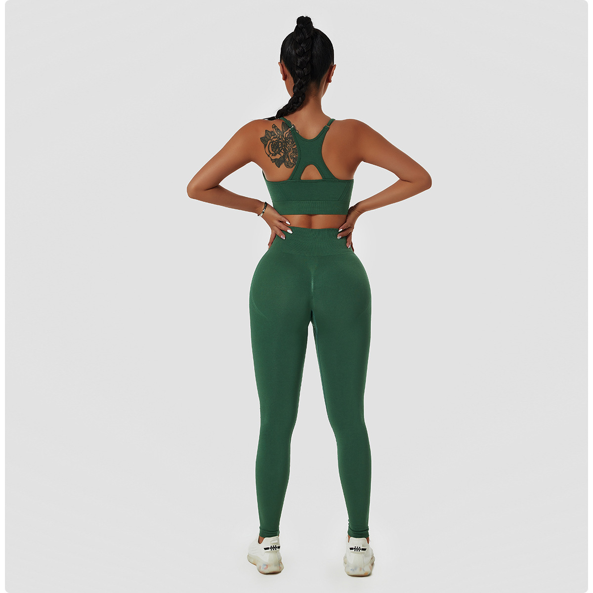 New Custom Seamless Sports Fitness Wear Outdoor Training Suit Set Scrunch Booty Shorts Bra Gym Set Women Workout Running Leggin