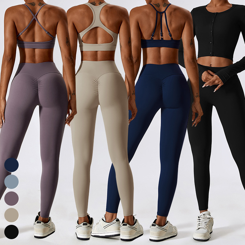 Wholesale Sport Suit High Waist Leggings Sports Bra Custom Activewear Clothing Workout Wear Yoga Set Women Gym Fitness Sets