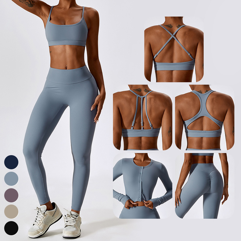 Wholesale Sport Suit High Waist Leggings Sports Bra Custom Activewear Clothing Workout Wear Yoga Set Women Gym Fitness Sets