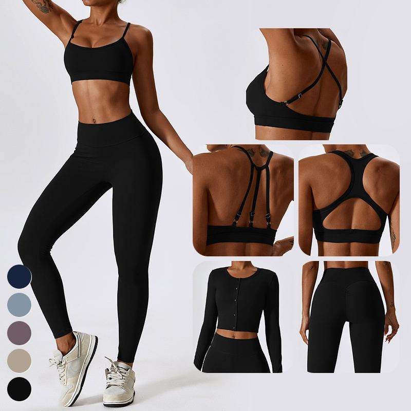 Wholesale Sport Suit High Waist Leggings Sports Bra Custom Activewear Clothing Workout Wear Yoga Set Women Gym Fitness Sets