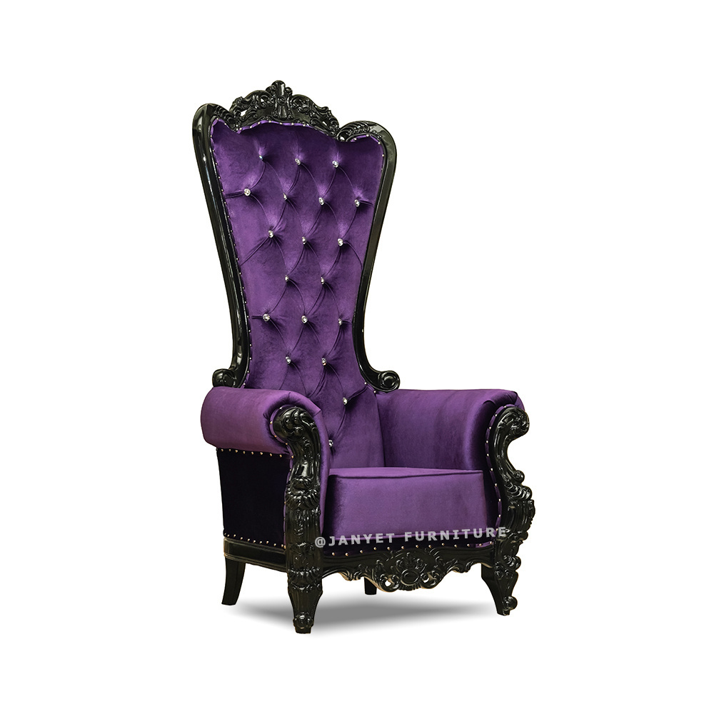 Wholesale Wedding Event Rental High Back Purple and Black Throne Chair