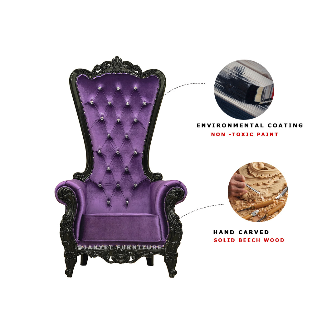 Wholesale Wedding Event Rental High Back Purple and Black Throne Chair