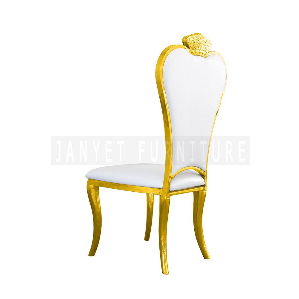 Luxury Royal Crown Head Wedding Chair Event Venue White and Gold Dining Chairs