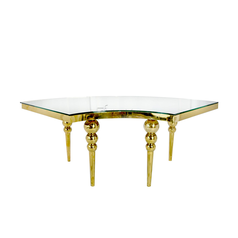 Wholesale Luxury Wedding Event Dining Banquet Serpentine Tables Gold Sale