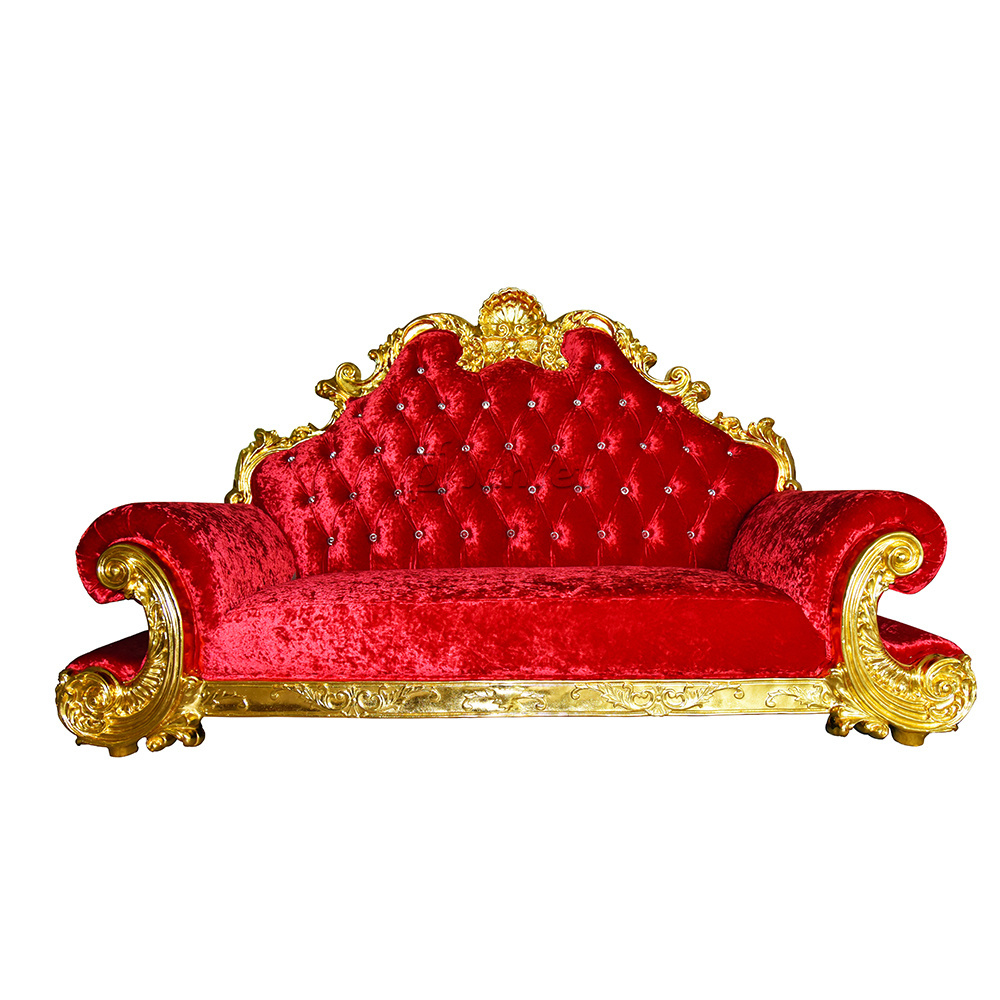 Factory Direct High End Living Room Wooden Gold Baroque Velvet Sofa