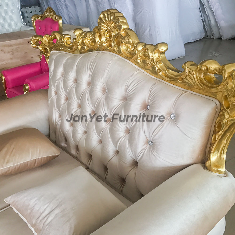 Wholesale antique carved gold trim white leather furniture living room sofa