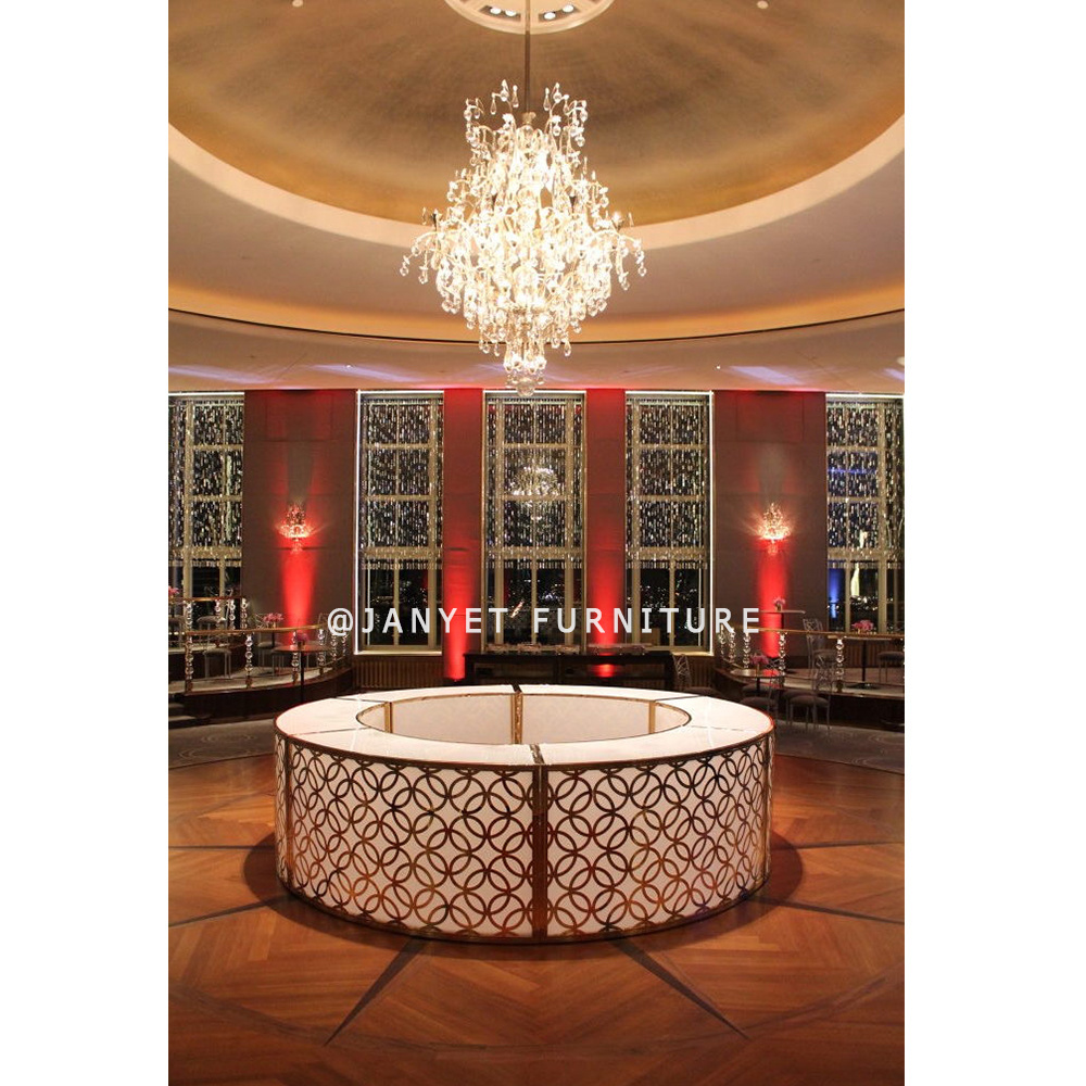 Luxury Wedding Banquet Center Gold Curved Cocktail Circle Bar Counter for Event