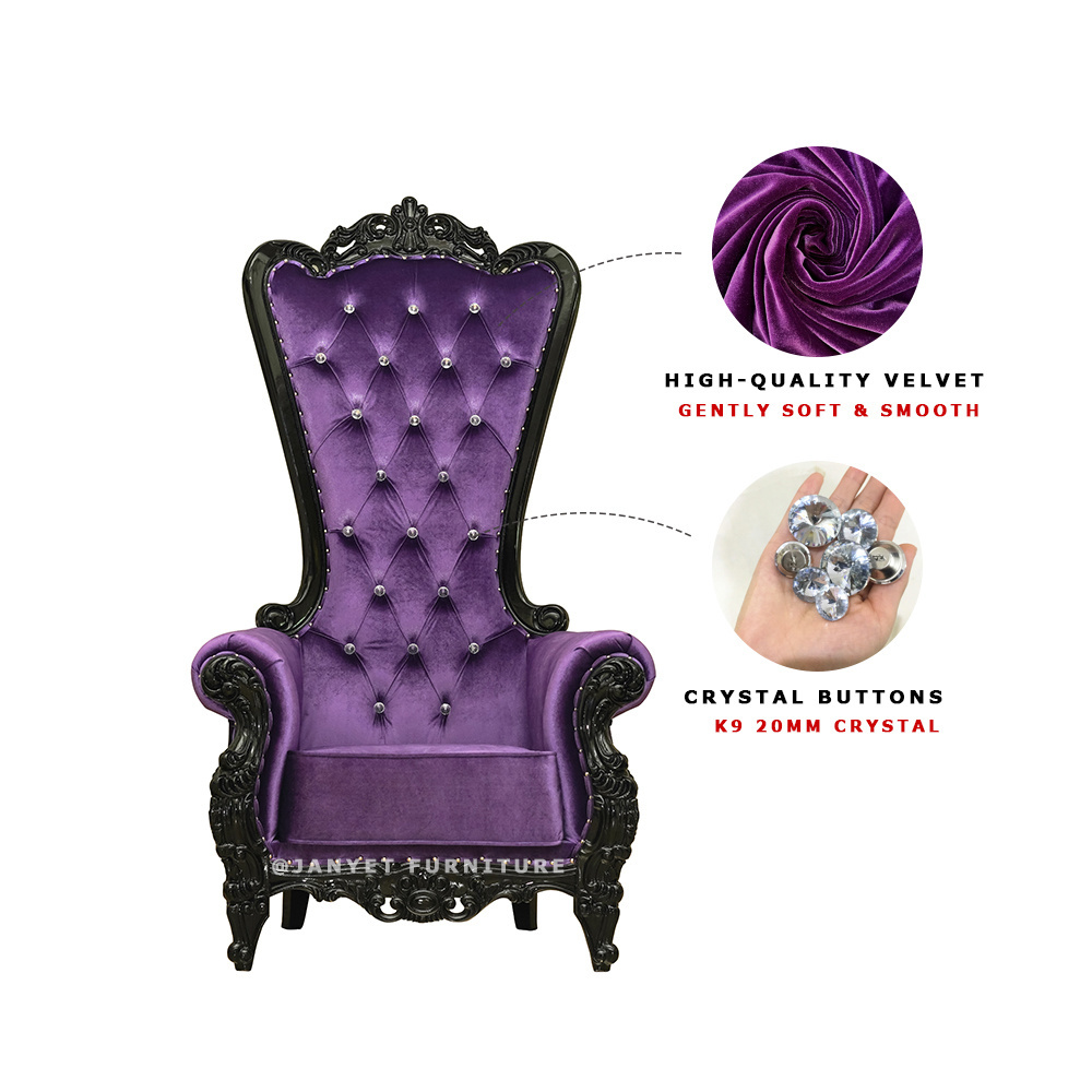 Wholesale Wedding Event Rental High Back Purple and Black Throne Chair