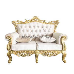 Wholesale antique carved gold trim white leather furniture living room sofa