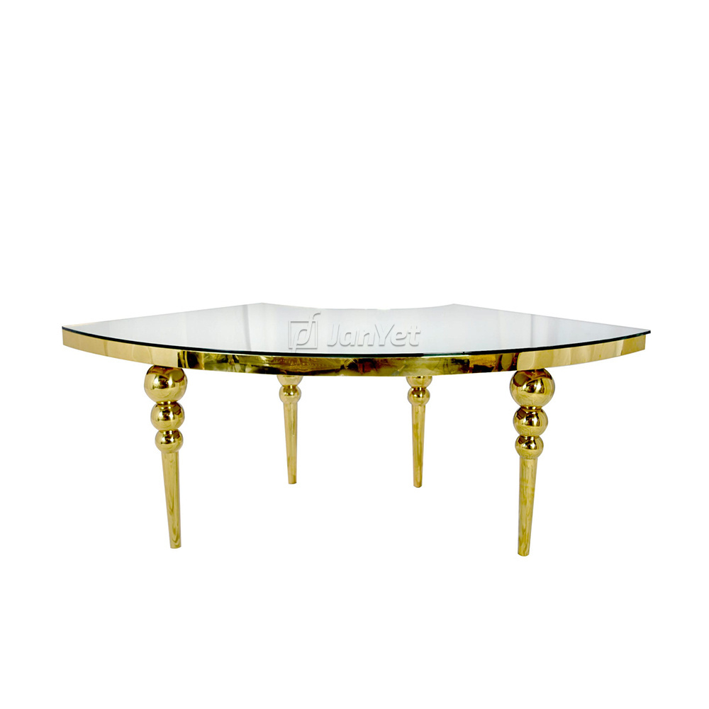 Wholesale Luxury Wedding Event Dining Banquet Serpentine Tables Gold Sale