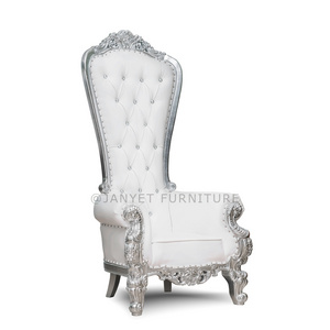 Wholesale Wedding Events High Back White Leather Silver Princess Throne Chairs