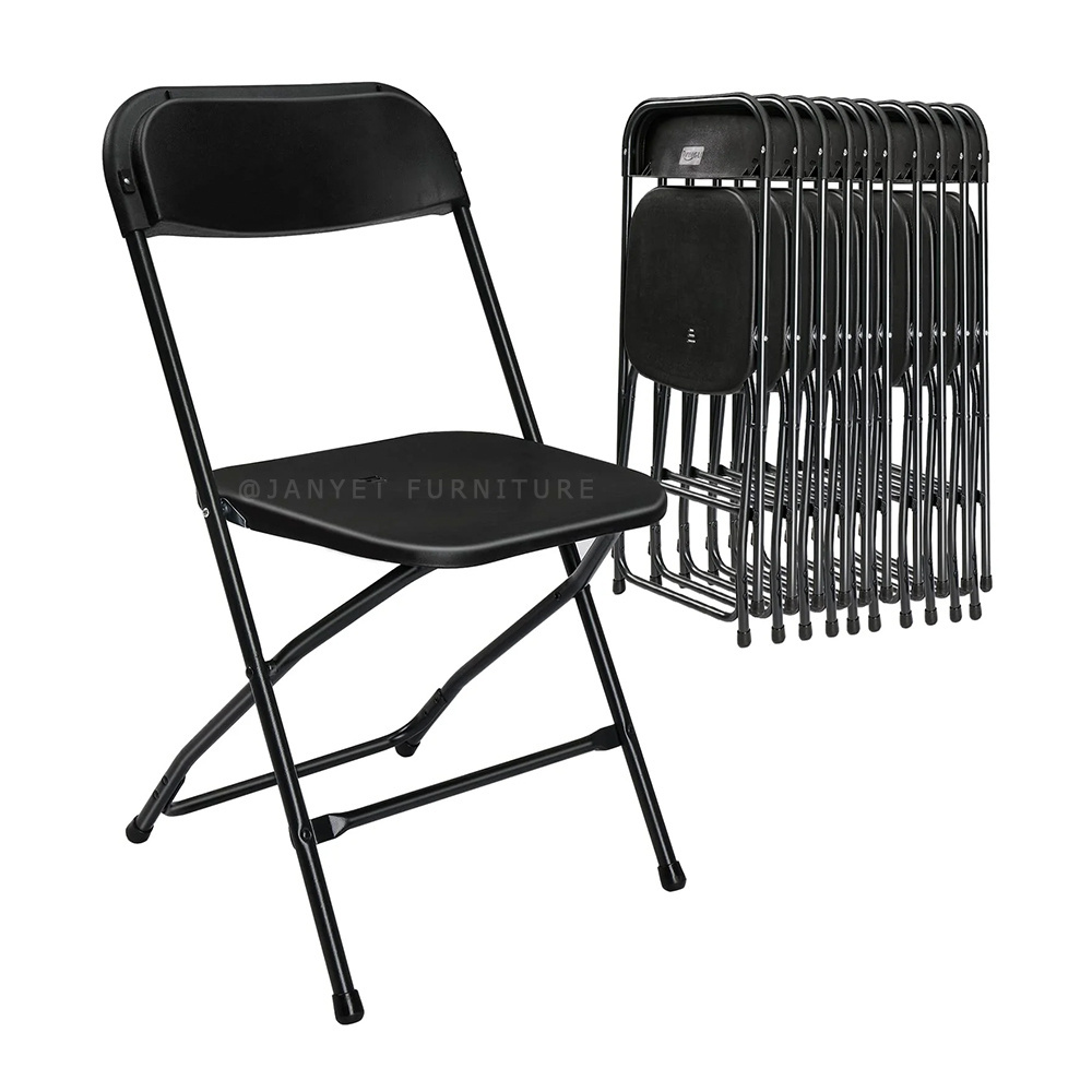 Wholesale Outdoor Banquet lightweight Metal Plastic Black Folding Chairs for Events