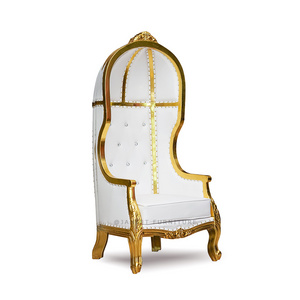 Wholesale Solid Wood Wedding Event High Back Canopy Birdcage Throne Chair