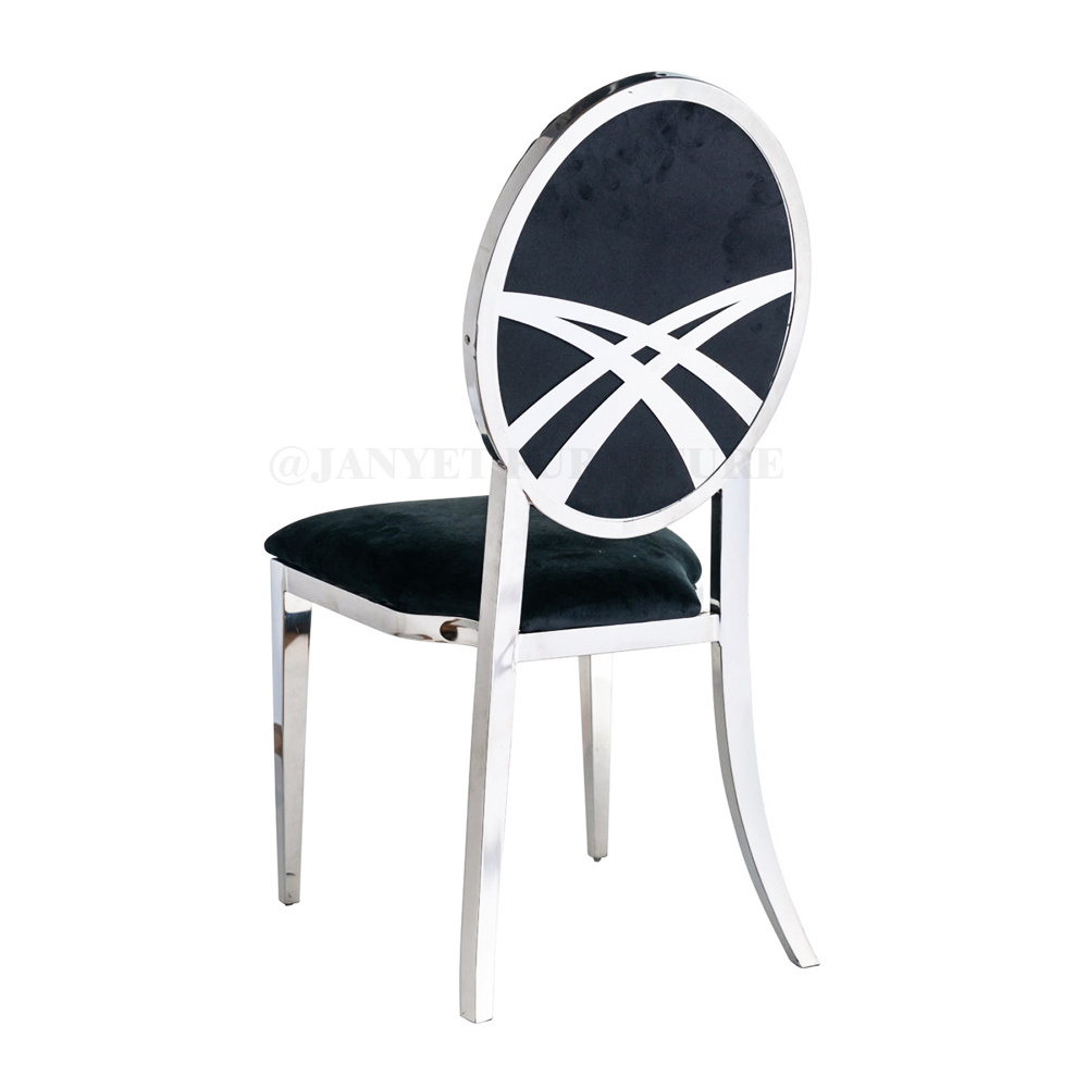 Silver Cross Back Metal Velvet Luxury Modern Wedding Event Chairs for Dining Table