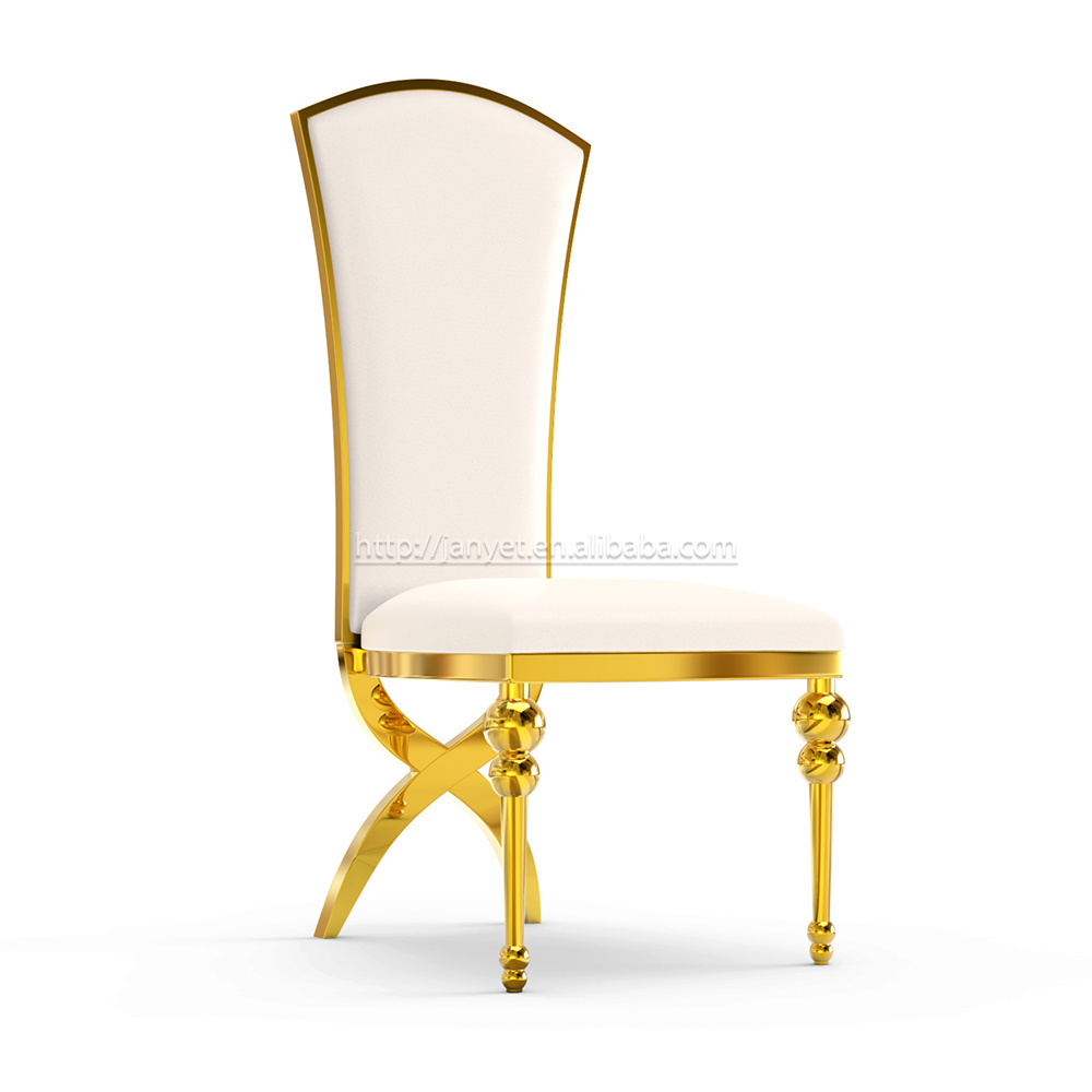 Hot Sale Royal Style Cross Legs High Back Dining Metal Chair for Banquet