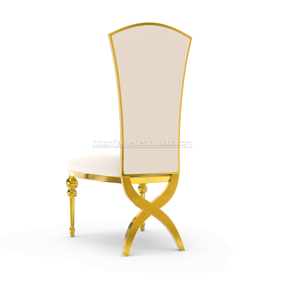 Hot Sale Royal Style Cross Legs High Back Dining Metal Chair for Banquet