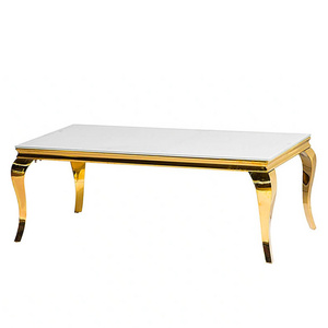 Luxury Wedding Banquet Venue Gold Rectangular Table Design for Events