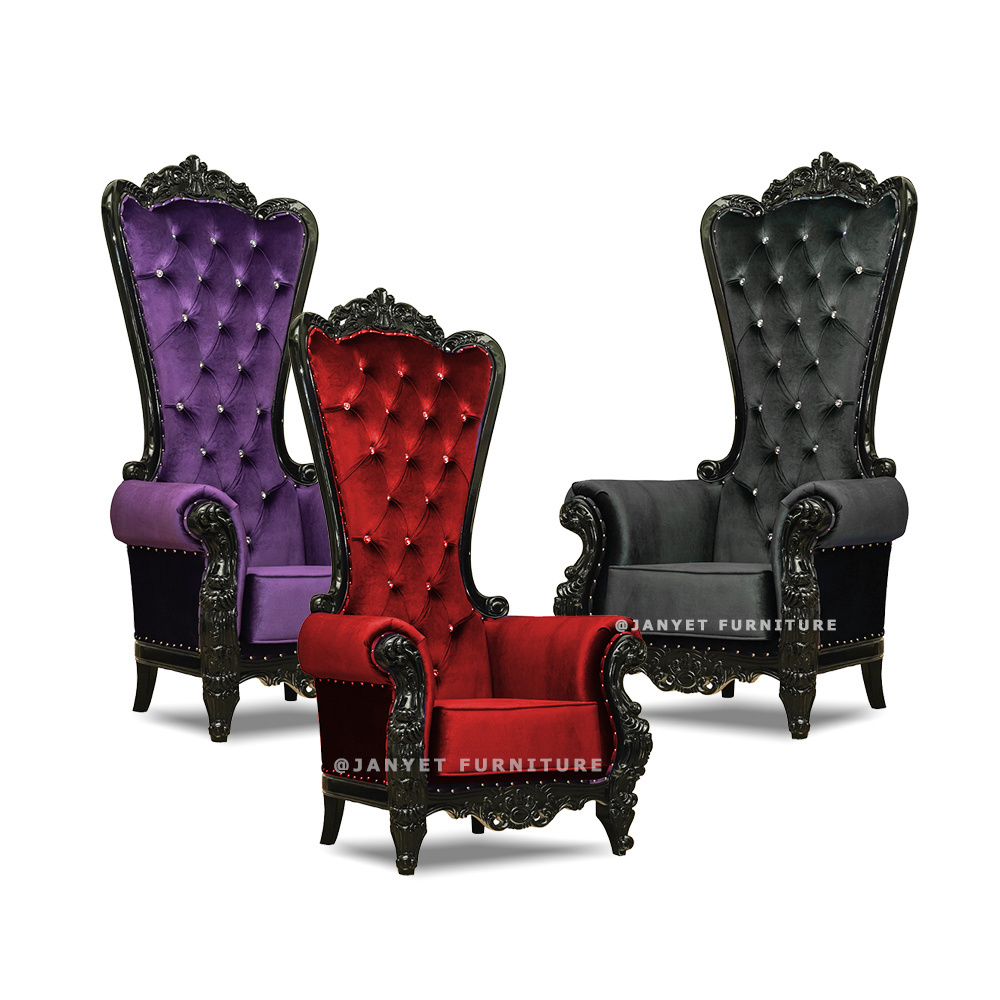 Wholesale Wedding Event Rental High Back Purple and Black Throne Chair