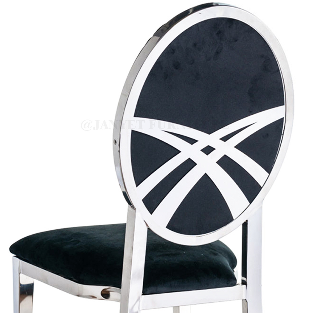 Silver Cross Back Metal Velvet Luxury Modern Wedding Event Chairs for Dining Table