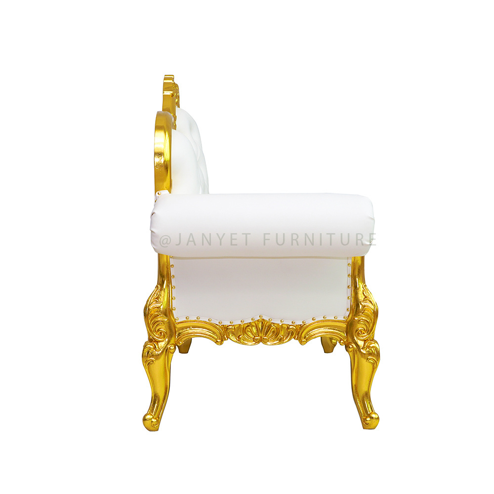 Royal Gold Throne Luxury Lounge Furniture Leather Wedding Bridal Sofas for Event