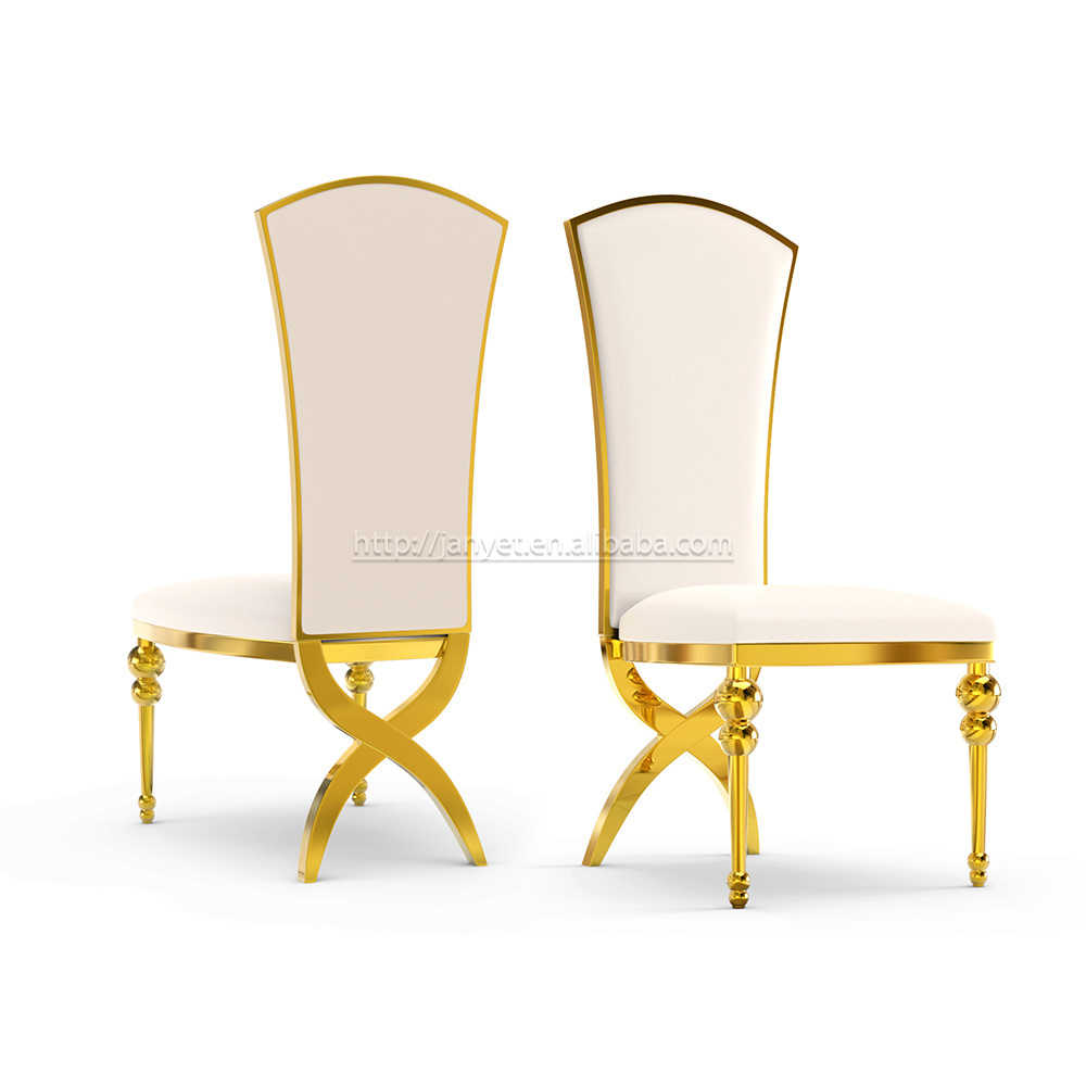 Hot Sale Royal Style Cross Legs High Back Dining Metal Chair for Banquet