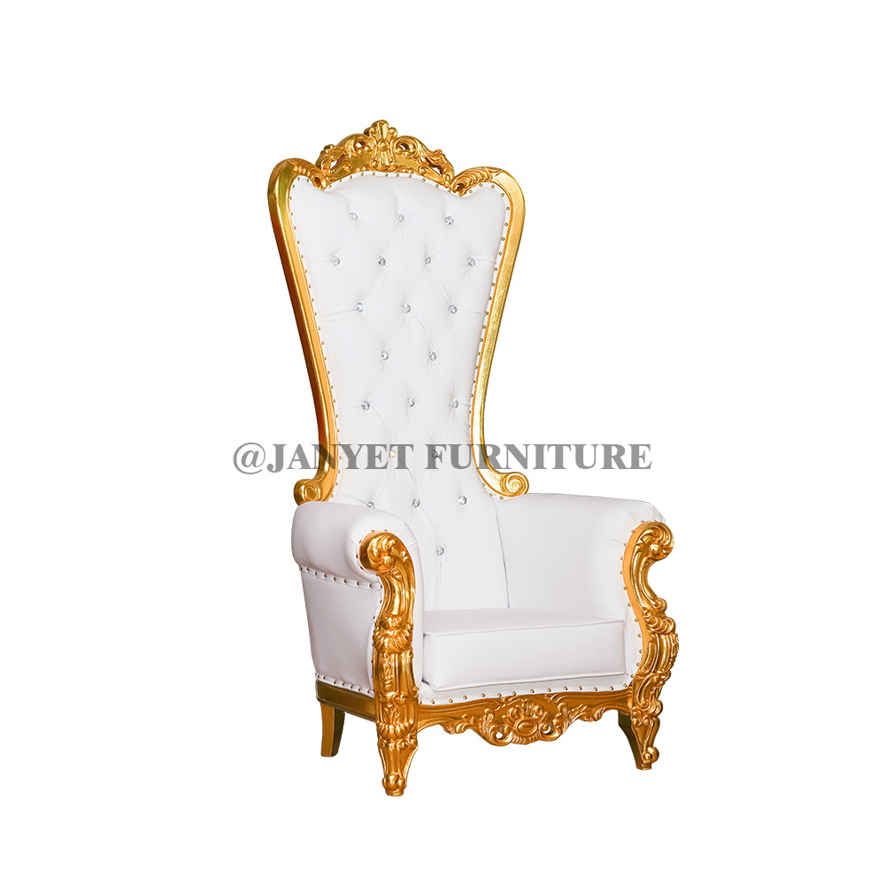 Luxury Royal High Back White Wedding Throne Chairs for Bride and Groom