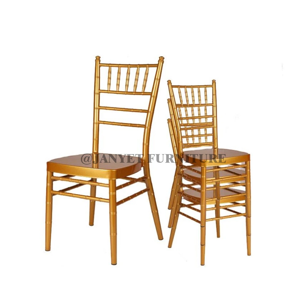 Factory Gold Stacking Wedding Iron Steel Tiffany Chairs Outdoor