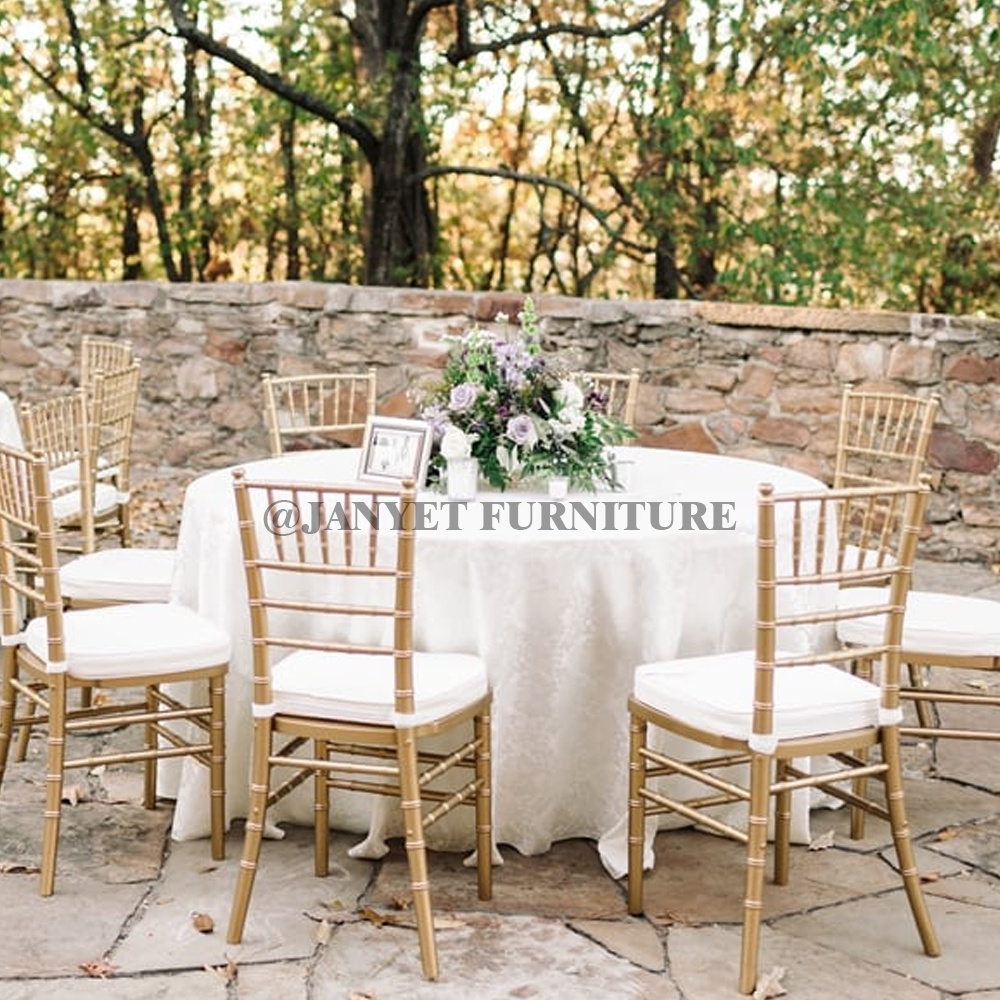 Factory Gold Stacking Wedding Iron Steel Tiffany Chairs Outdoor